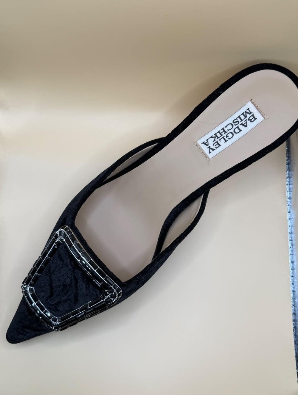 Badgley Mischka Abigayl Black Velvet Kitten Heel Mule Size 9 - Picture 6 of 9